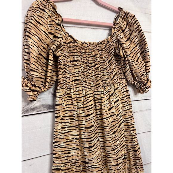 EUC FAITHFULL THE BRAND Sz S/4 DE CHRISTIN SMOCKED ANIMAL PRINT WYLDIE DRESS - Picture 6 of 6